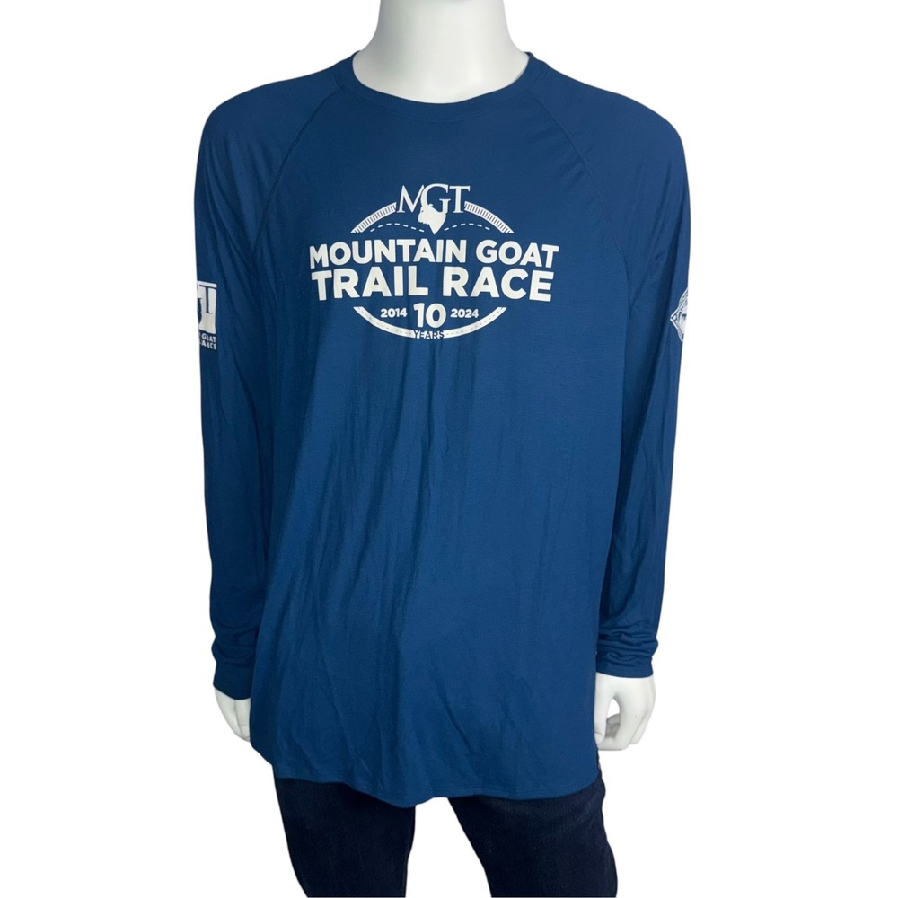 Patagonia Mens XXL Capilene Cool Trail Shirt Blue Mountain Goat Trail Race 24487
